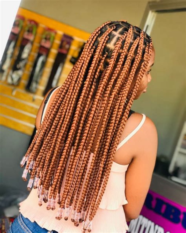 Knotless Medium Box Braids With Beads