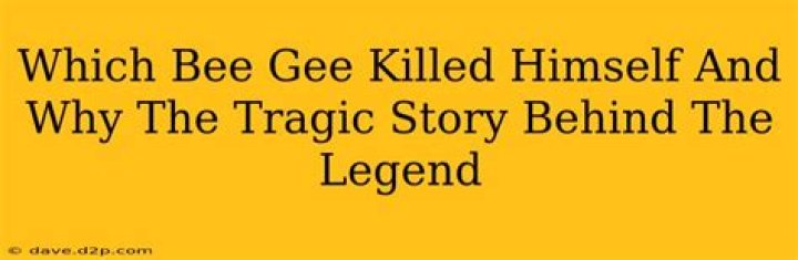Tragedy Unveiled: The Truth Behind The Bee Gee Suicide